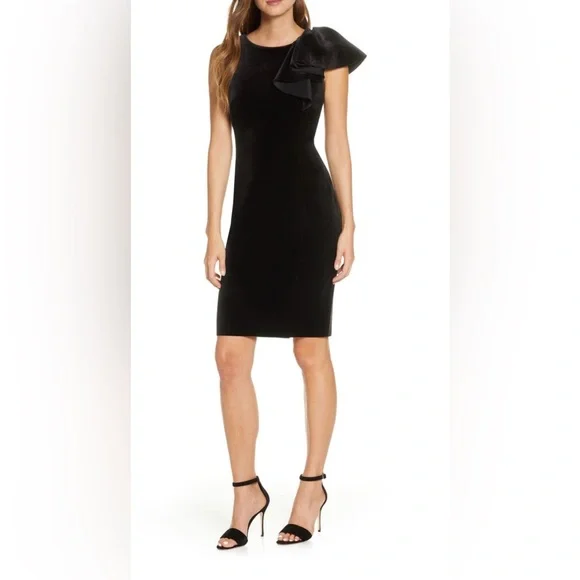 eliza j one shoulder dress black Eliza J Women's One-Shoulder Ruched Gown - Black